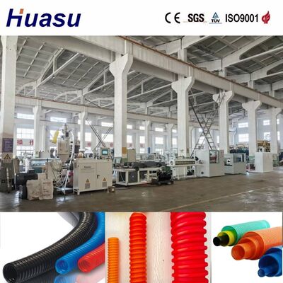 PLC With Remote Control Single Wall Corrugated Pipe Extrusion Line for 60-2000kg/h Output and 32mm - 1600mm Pipe Diameter
