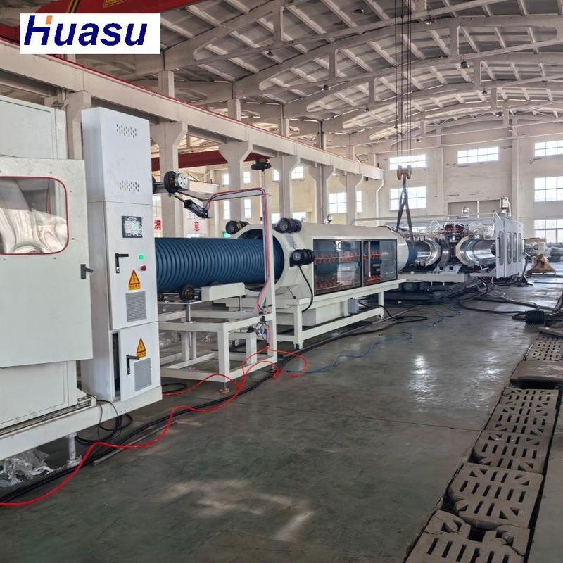 डबल वॉल नालीदार पाइप प्लांट DWC पाइप एक्सट्रूज़न लाइन के साथ शंक्वाकार ट्विन-स्क्रू एक्सट्रूडर