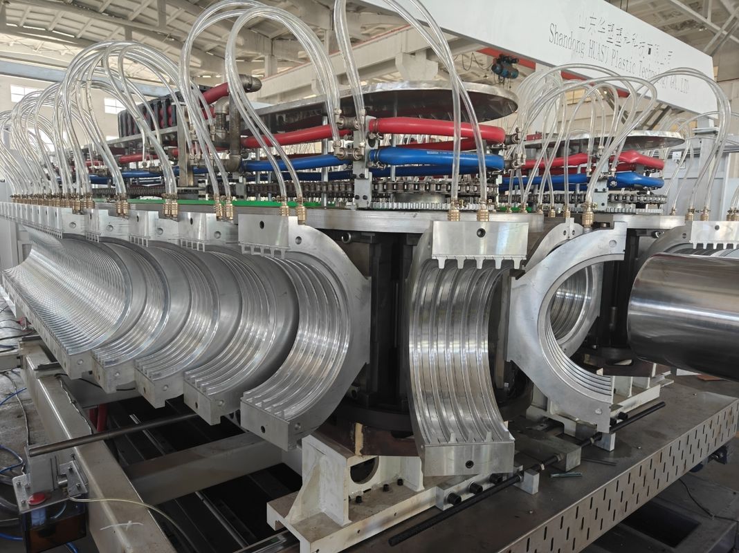 गुलदस्ता डबल स्ट्रैंड्स प्लास्टिक पाइप एक्सट्रूडर उत्पादन लाइन उच्च दक्षता