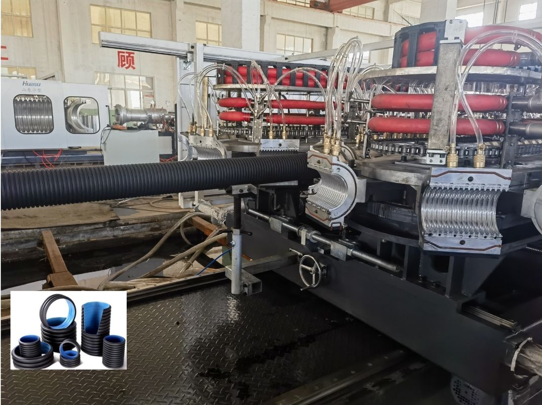 डबल वॉल नालीदार पाइप एक्सट्रूज़न लाइन सीमेंस इन्वर्टर के साथ 63 मिमी न्यूनतम व्यास