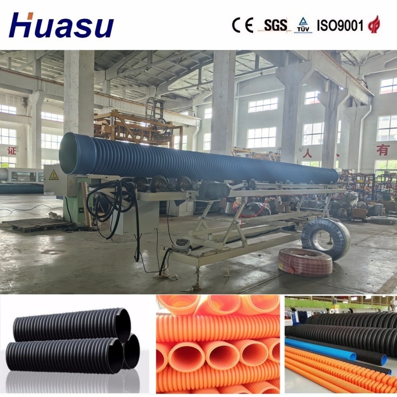 Water Cooling PVC PE Corrugated Pipe Extrusion Line with 60-2000kg/h Production Capacity Online Belling and Siemens PLC System