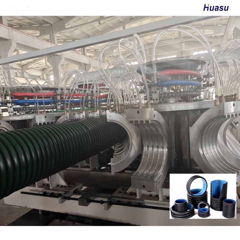 Double Wall Corrugated Pipe Extrusion Line with 6m or Customized Pipe Length HDPE PVC Model and Single or Twin Screw Co-extruder
