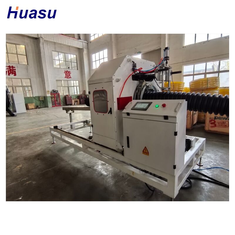 पीएलसी नियंत्रण टच स्क्रीन इंटरफ़ेस और उच्च स्वचालन के साथ 32 मिमी-1600 मिमी केबल सुरक्षा नालीदार पाइप एक्सट्रूज़न लाइन