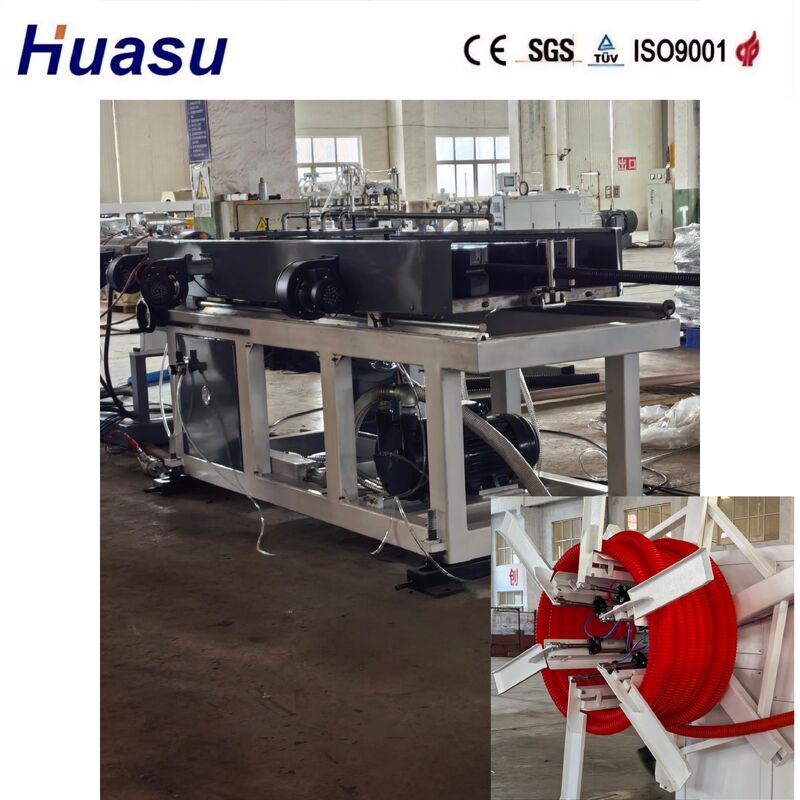 32 मिमी-1600 मिमी पाइप आईडी केबल केबल उत्पादन लाइन पीएलसी नियंत्रण और हवा/पानी शीतलन के साथ सटीक नालीदार पाइप एक्सट्रूज़न के लिए