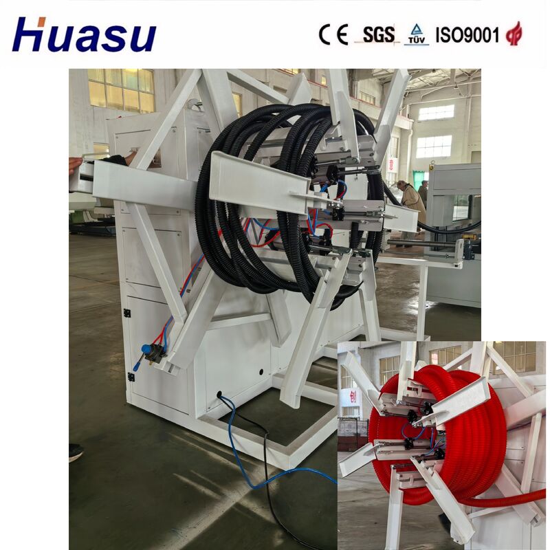 60-2000kg/h आउटपुट सिंगल वॉल नालीदार पाइप एक्सट्रूज़न लाइन जिसमें वाटर कूलिंग मोड और पीएलसी रिमोट कंट्रोल है