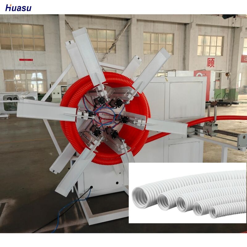 सिंगल वॉल नालीदार पाइप एक्सट्रूज़न लाइन पूर्ण इंटरमेशिंग एंगेजमेंट सिस्टम रोटरी मोल्ड टाइप कोरुगेटर उत्पादन के लिए कम्प्यूटरीकृत नियंत्रण