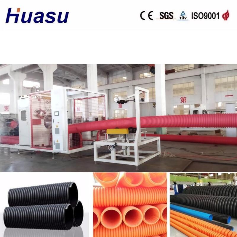 PLC Controlled Double Wall Corrugated Pipe Extrusion Line with 100-1000 Kg/h Capacity and 32mm-1600mm Pipe Diameter