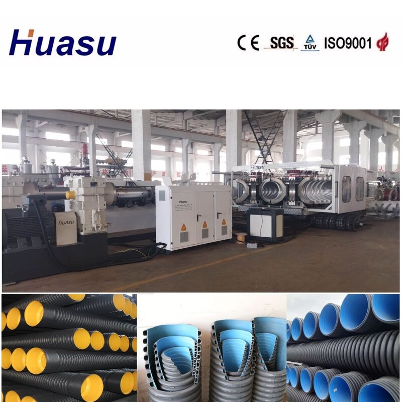 उच्च उत्पादकता और ऊर्जा की बचत के साथ सीमेंस संपर्कक डबल वॉल नालीदार पाइप एक्सट्रूज़न लाइन