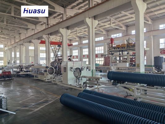 PVC Pipe Extrusion Line for 32-1600mm Corrugated Drainage Pipes with Double-layer Spiral Co-extrusion and Inner Cooling System
