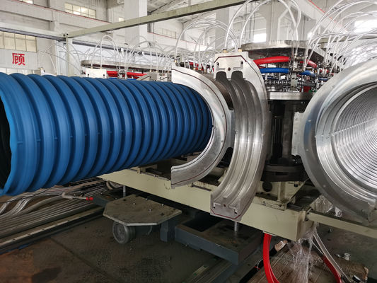 Double Wall Corrugated Pipe Extrusion Line With Vacuum Forming And Aluminium Alloy Mould Material Diameter 16-1500mm
